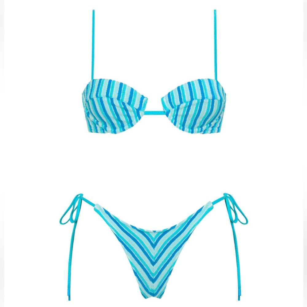 Triangl Women’s Blue Bikini Set “Mala- Sour Stripe” size medium